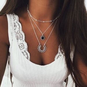 *NASTASYA* Silver Bohemian Multilayered Fashion Necklace
